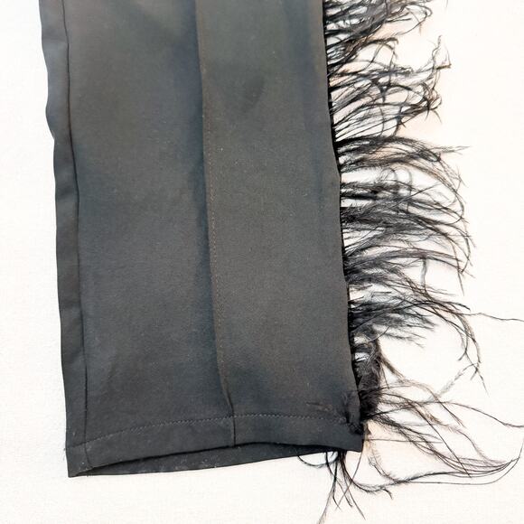 Club L London Black Count Me In Feather Trousers Pant Size 6 - Picture 8 of 9